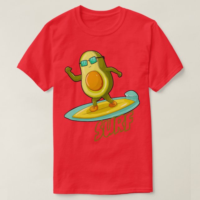 Funny Avocado Surf Sticker T-Shirt (Design Front)