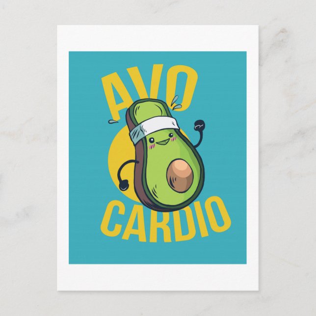 Funny AVOCARDIO Avocado Exercise Heart Graphics Postcard (Front)