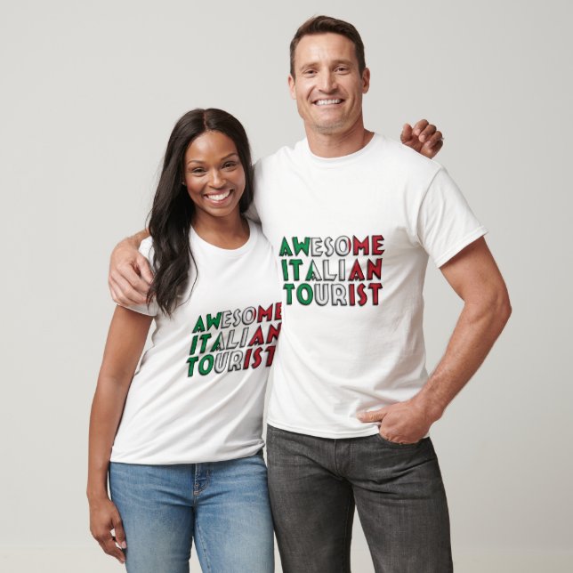 Funny Awesome Italian Tourist Flag Typography T-Shirt (Unisex)