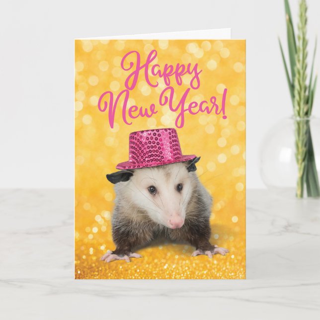Funny Awesome Possum New Years Card (Front)