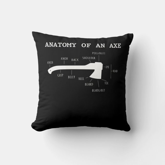 Funny Axe Throwing Anatomy Hatchet Lumberjack Throw Pillow (Front)