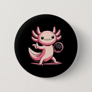 Funny Axolotl Bowling Player Bowler Bowl Sports  2 Inch Round Button