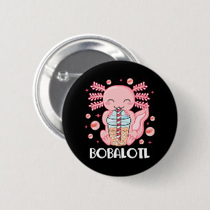 Funny Axolotl Bubble Tea 2 Inch Round Button