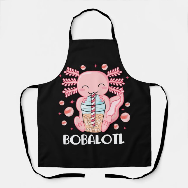 Funny Axolotl Bubble Tea Apron (Front)
