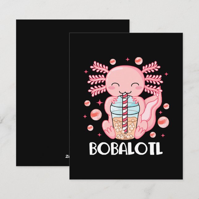 Funny Axolotl Bubble Tea Holiday Card (Front/Back)