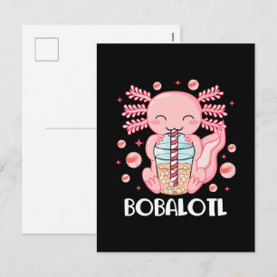 Funny Axolotl Bubble Tea Holiday Postcard