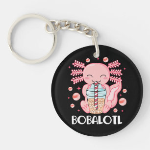 Funny Axolotl Bubble Tea Keychain