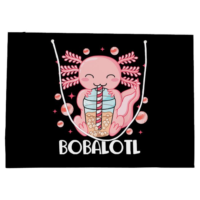 Funny Axolotl Bubble Tea Large Gift Bag (Back)