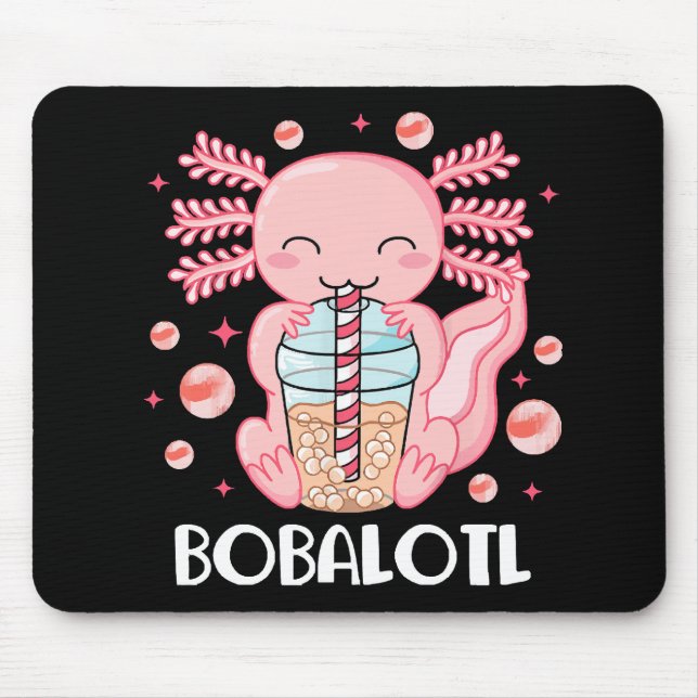 Funny Axolotl Bubble Tea Mouse Pad (Front)