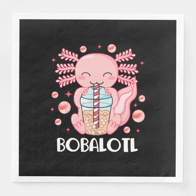 Funny Axolotl Bubble Tea Napkin (Front)