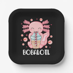 Funny Axolotl Bubble Tea Paper Plate