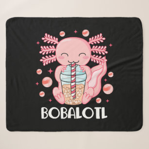 Funny Axolotl Bubble Tea Sherpa Blanket