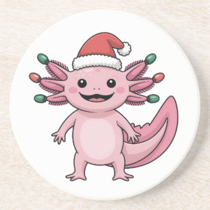 Funny Axolotl Christmas Santa Hat Xmas Outfit Coaster