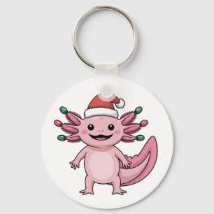 Funny Axolotl Christmas Santa Hat Xmas Outfit Keychain