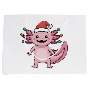 Funny Axolotl Christmas Santa Hat Xmas Outfit Large Gift Bag