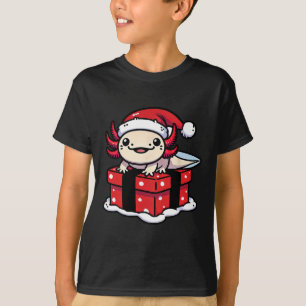 Funny Axolotl Christmas Shirt Santa Hat Xmas Outfi