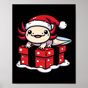 Funny Axolotl Christmas Shirt Santa Hat Xmas Outfi Poster