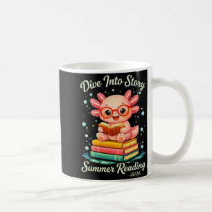 Funny axolotl dive into story summer reading kids coffee mug