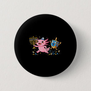 Funny Axolotl Dreidel Menorah Hanukkah Kids Womens 2 Inch Round Button