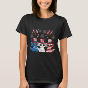Funny Axolotl Fireworks American Usa Flag 4th Of J T-Shirt