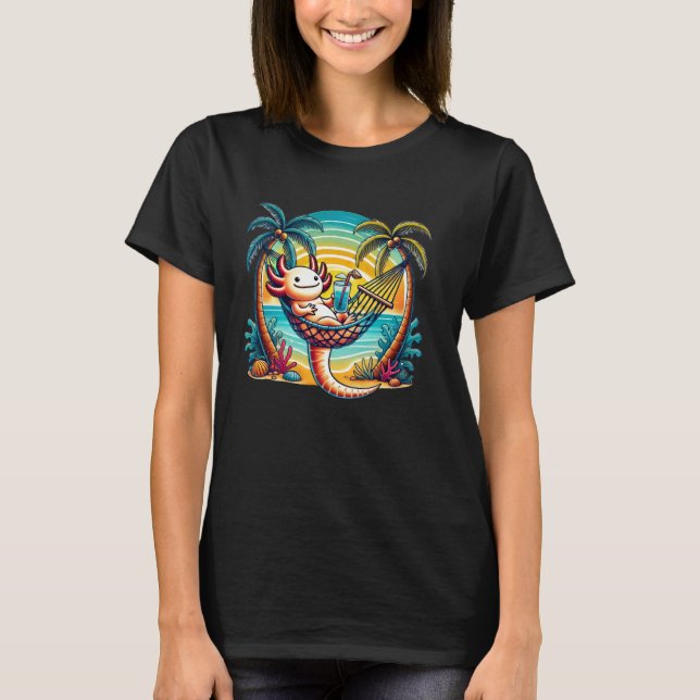 Funny Axolotl Hammock Beach T-Shirt (Front)