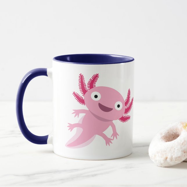 Funny Axolotl Illustration Mug (With Donut)