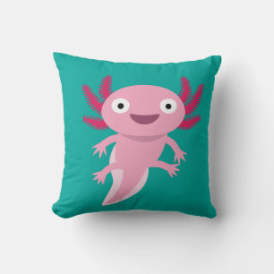 Funny Axolotl Illustration Throw Pillow