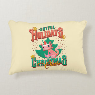 Funny Axolotl Joyful Holidays Christmas Cheers Accent Pillow