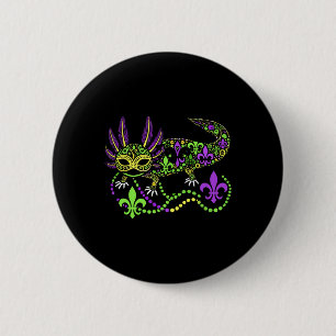 Funny Axolotl Mardi Gras Festival Carnival Womens 2 Inch Round Button