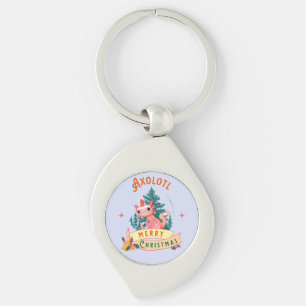 Funny Axolotl Merry Christmas Keychain