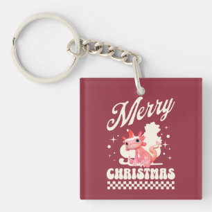 Funny Axolotl Merry Christmas Keychain