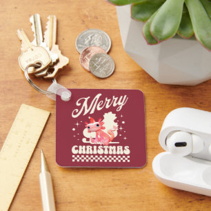 Funny Axolotl Merry Christmas Keychain