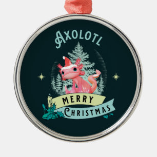 Funny Axolotl Merry Christmas Metal Ornament