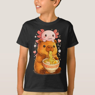 Funny axolotl noodle anime kawaii and capybara T-Shirt