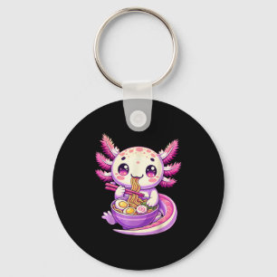 Funny Axolotl Noodle Anime Kawaii Axolotl Eating R Keychain