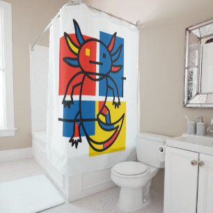 Funny Axolotl Piet Mondrian Abstract Art Pattern