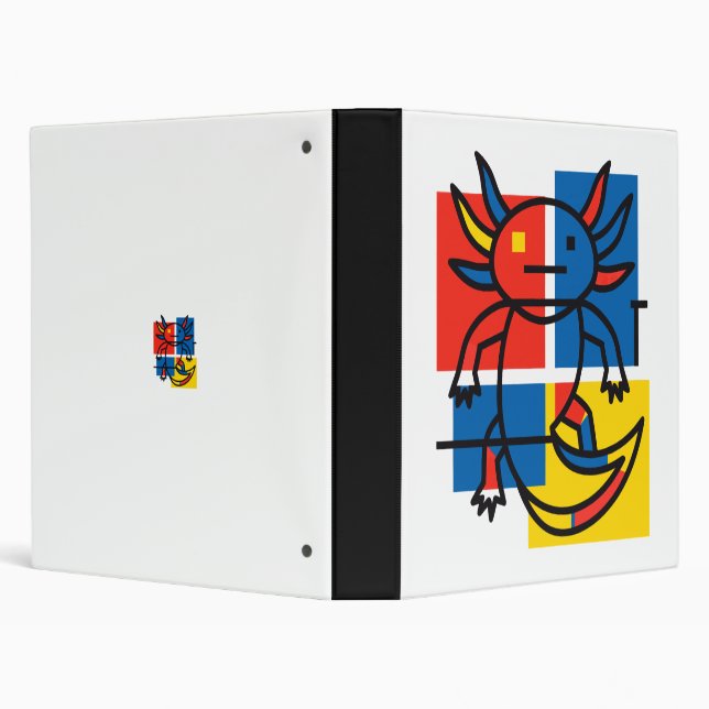 Funny Axolotl Piet Mondrian Abstract Art Pattern Binder (Background)