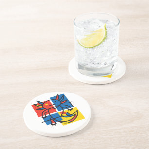 Funny Axolotl Piet Mondrian Abstract Art Pattern Coaster