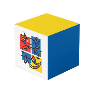 Funny Axolotl Piet Mondrian Abstract Art Pattern Cube