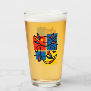 Funny Axolotl Piet Mondrian Abstract Art Pattern Glass