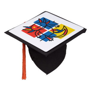 Funny Axolotl Piet Mondrian Abstract Art Pattern Graduation Cap Topper