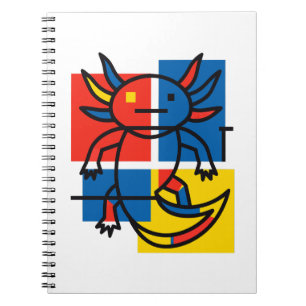 Funny Axolotl Piet Mondrian Abstract Art Pattern Notebook