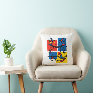 Funny Axolotl Piet Mondrian Abstract Art Pattern Throw Pillow
