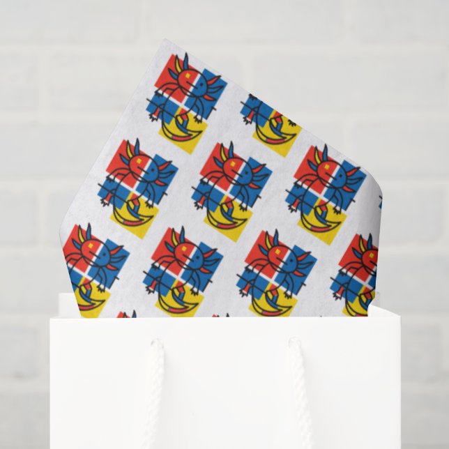 Funny Axolotl Piet Mondrian Abstract Art Pattern Tissue Paper (Gift Bag)