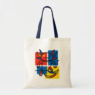 Funny Axolotl Piet Mondrian Abstract Art Pattern Tote Bag