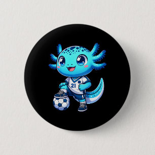Funny Axolotl Soccer Player Boy Girl 2 Inch Round Button