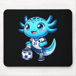 Funny Axolotl Soccer Player Boy Girl Mouse Pad