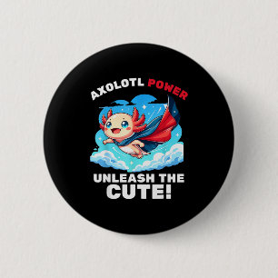 Funny Axolotl Superhero Kids Boys Girls 2 Inch Round Button