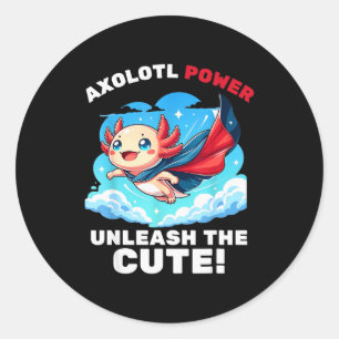 Funny Axolotl Superhero Kids Boys Girls  Classic Round Sticker