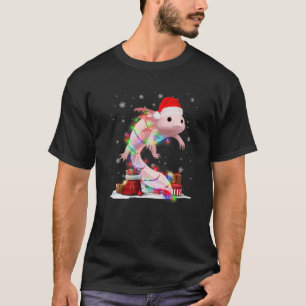 Funny Axolotl Tree Christmas Lights Xmas Pajama Ma T-Shirt